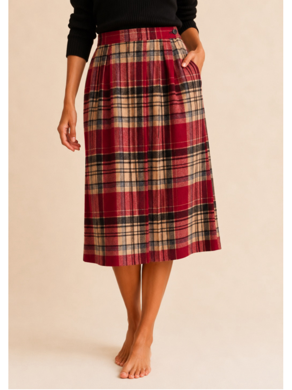 Vintage‎ Pendleton Virgin Wool Plaid Midi Skirt Preppy Academia Heritage Classic